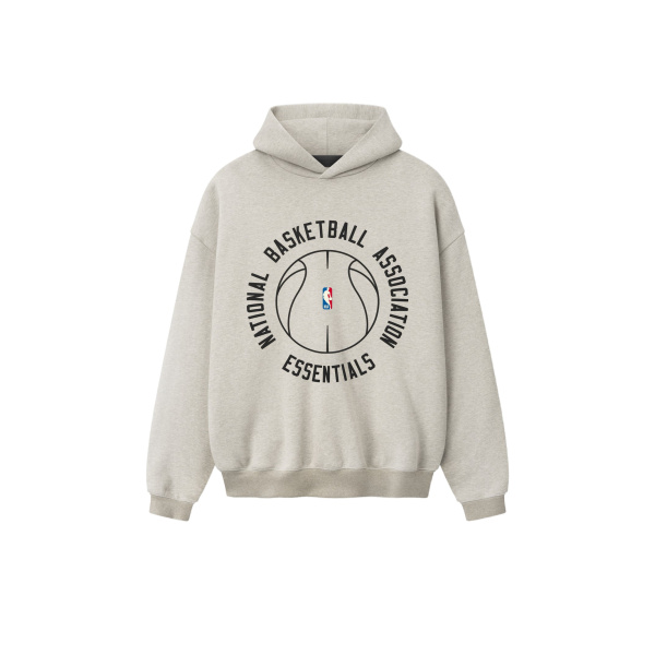 Fear of God Essentials NBA x Barkley Hendricks 90s Hoodie in Heather Stone with and Heather Rib | Luxury Shoes 