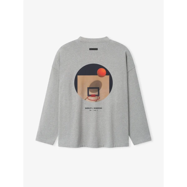 Fear of God Essentials NBA x Barkley Hendricks Long Sleeve V-Neck Tee in Concrete Heather | T-shirts & vests | Luxury Shoes 