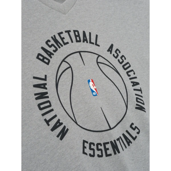 Fear of God Essentials NBA x Barkley Hendricks Long Sleeve V-Neck Tee in Concrete Heather | T-shirts & vests | Luxury Shoes 