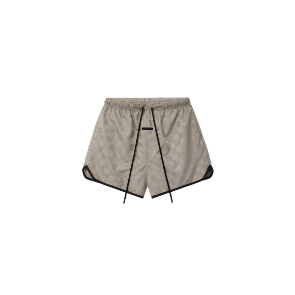 Fear of God Essentials Nylon Checkered Gym Short in Seal | Luxury Shoes 