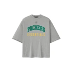 Fear of God Essentials Packers 90s 3/4 Sleeve Football Tee in Concrete Heather | Luxury Shoes 