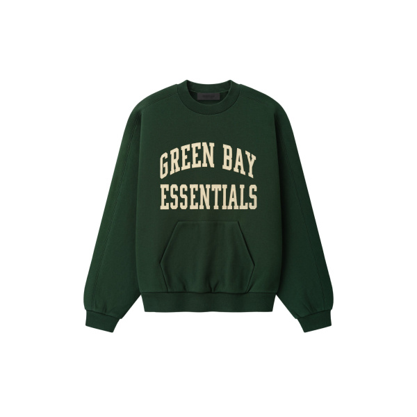 Fear of God Essentials Packers 90s Relaxed Crewneck in Forest | Luxury Shoes 