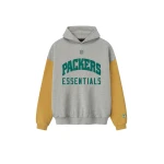 Fear of God Essentials Packers Sport Hoodie in Concrete Heather and Canyon | Luxury Shoes 