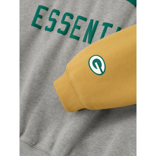 Fear of God Essentials Packers Sport Hoodie in Concrete Heather and Canyon | Sweatshirts | Luxury Shoes 