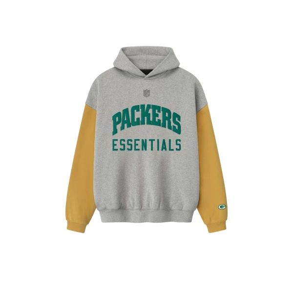 Fear of God Essentials Packers Sport Hoodie in Concrete Heather and Canyon | Luxury Shoes 