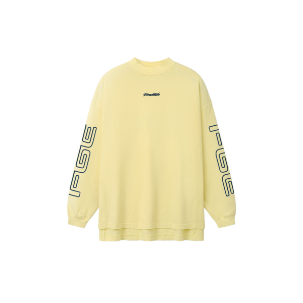 Fear of God Essentials Panelled Modern Long Sleeve Tee in Washed Sulphur | Luxury Shoes 