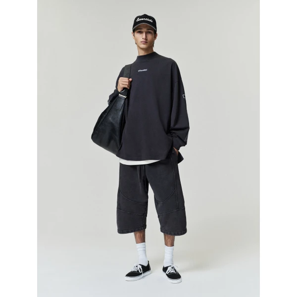 Fear of God Essentials Panelled Modern Long Sleeve Tee in Washed Vintage Black | T-shirts & vests | Luxury Shoes 