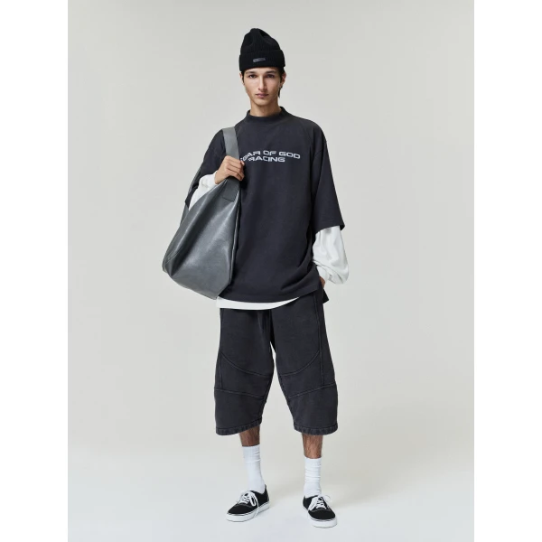 Fear of God Essentials Panelled Modern Tee in Washed Vintage Black | T-shirts & vests | Luxury Shoes 