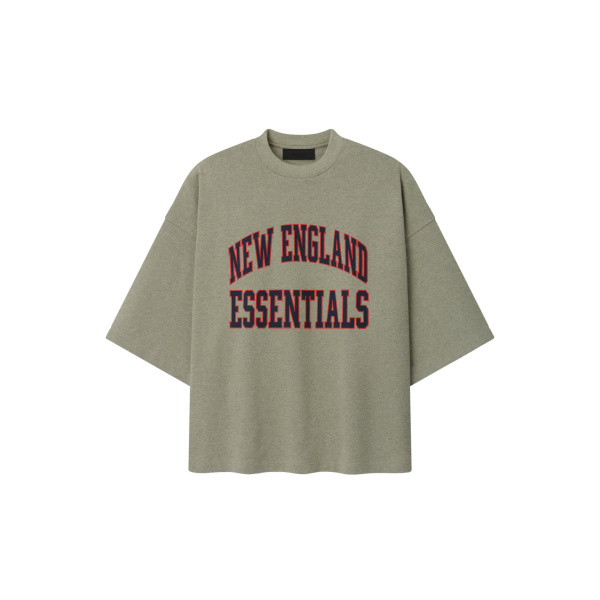Fear of God Essentials Patriots Merch Tee in Seal Heather | Luxury Shoes 
