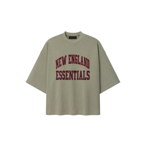 Fear of God Essentials Patriots Merch Tee in Seal Heather | Luxury Shoes 