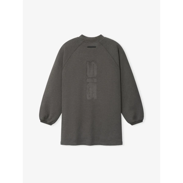 Fear of God Essentials Pique 90s Relaxed Mockneck Raglan Long Sleeve Tee in Ash Heather | T-shirts & vests | Luxury Shoes 