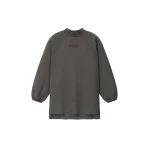 Fear of God Essentials Pique 90s Relaxed Mockneck Raglan Long Sleeve Tee in Ash Heather | Luxury Shoes 