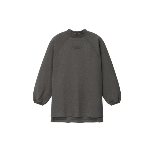 Fear of God Essentials Pique 90s Relaxed Mockneck Raglan Long Sleeve Tee in Ash Heather | Luxury Shoes 