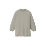 Fear of God Essentials Pique 90s Relaxed Mockneck Raglan Long Sleeve Tee in Pyrite Heather | Luxury Shoes 