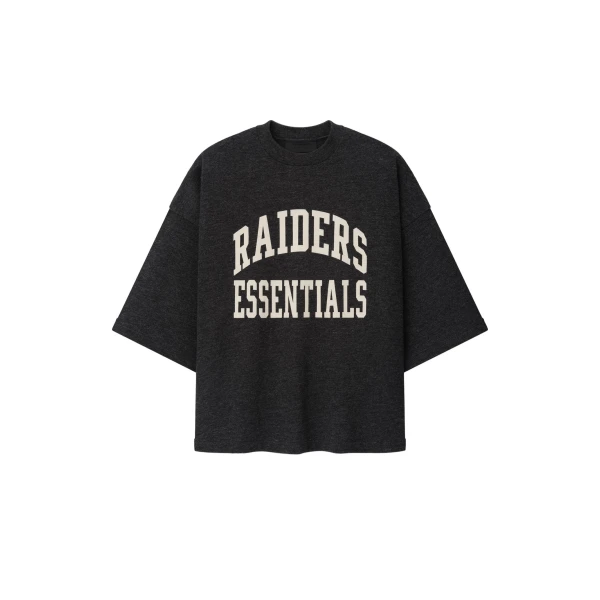 Fear of God Essentials Raiders Merch Tee in Iron Grey Heather | Luxury Shoes 
