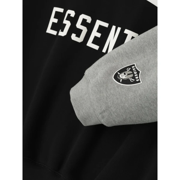 Fear of God Essentials Raiders Sport Hoodie in Black and Concrete Heather | Sweatshirts | Luxury Shoes 