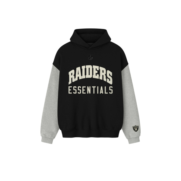 Fear of God Essentials Raiders Sport Hoodie in Black and Concrete Heather | Luxury Shoes 