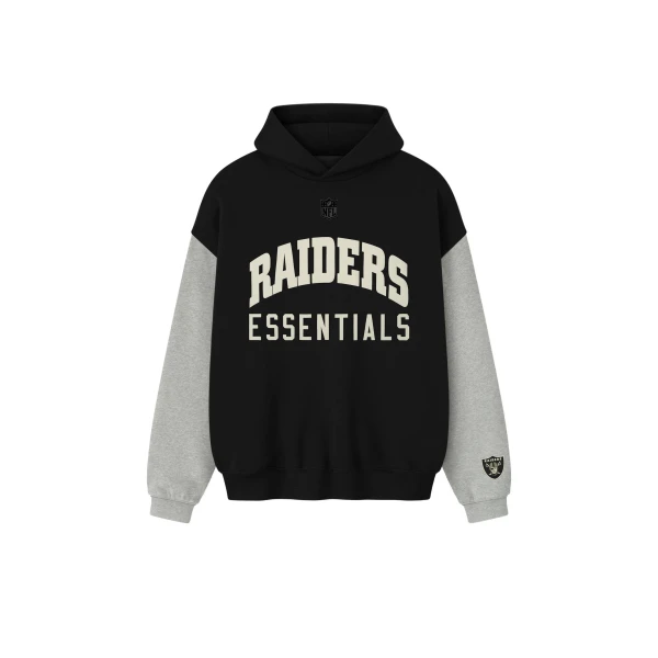 Fear of God Essentials Raiders Sport Hoodie in Black and Concrete Heather | Luxury Shoes 
