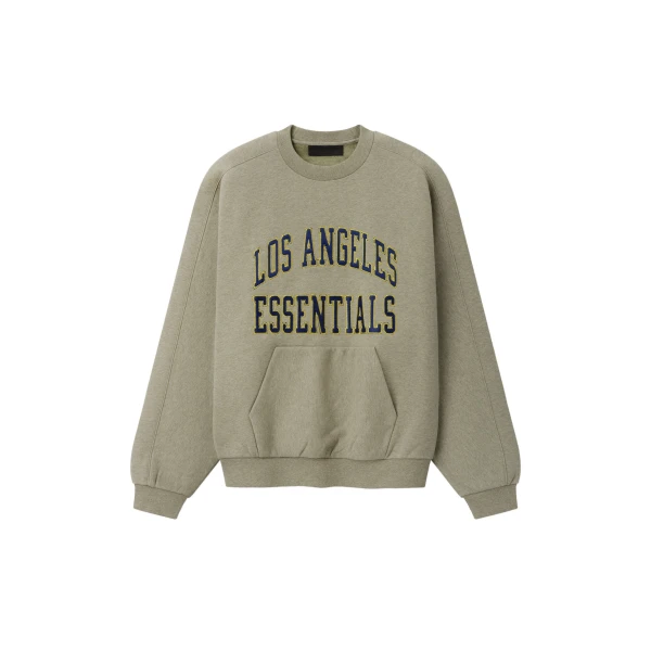 Fear of God Essentials Rams 90s Relaxed Crewneck in Seal Heather | Luxury Shoes 