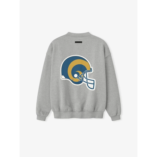 Fear of God Essentials Rams Sport Crewneck in Concrete Heather | Sweatshirts | Luxury Shoes 