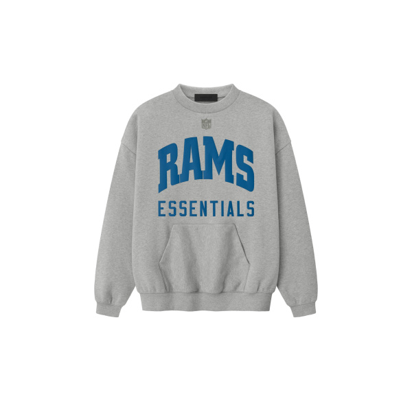 Fear of God Essentials Rams Sport Crewneck in Concrete Heather | Luxury Shoes 