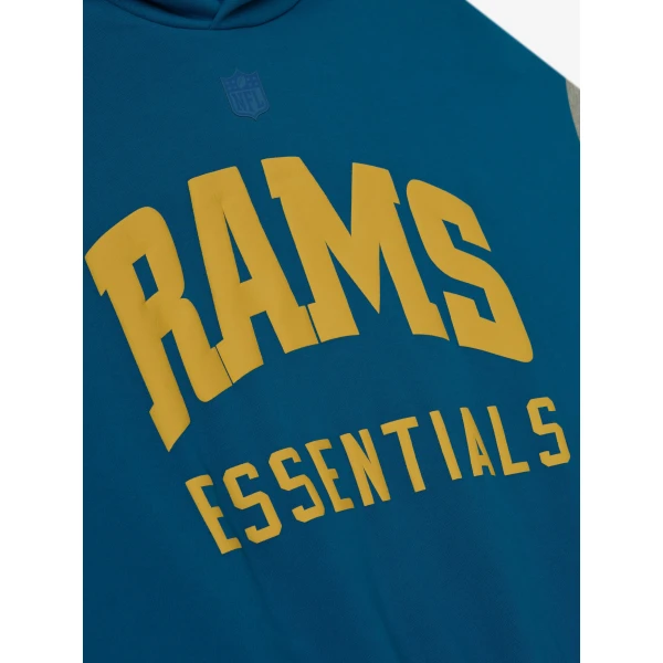 Fear of God Essentials Rams Sport Hoodie in Blue Sapphire and Concrete Heather | Sweatshirts | Luxury Shoes 