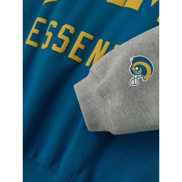 Fear of God Essentials Rams Sport Hoodie in Blue Sapphire and Concrete Heather | Sweatshirts | Luxury Shoes 