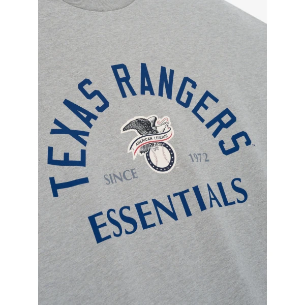 Fear of God Essentials Rangers American League Merch Tee in Concrete Heather | T-shirts & vests | Luxury Shoes 