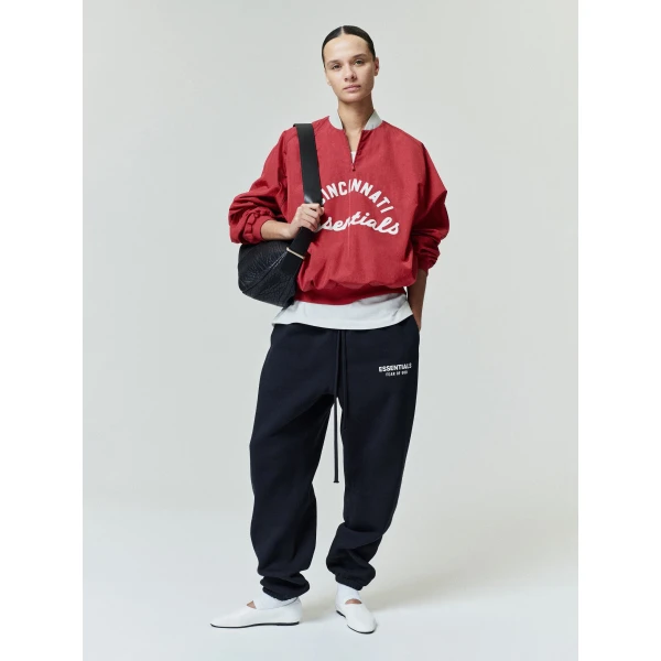 Fear of God Essentials Reds Half Zip Pullover in Stone Red and Seal Rib | Sweatshirts | Luxury Shoes 