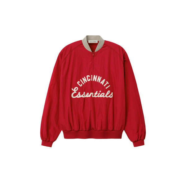 Fear of God Essentials Reds Half Zip Pullover in Stone Red and Seal Rib | Luxury Shoes 