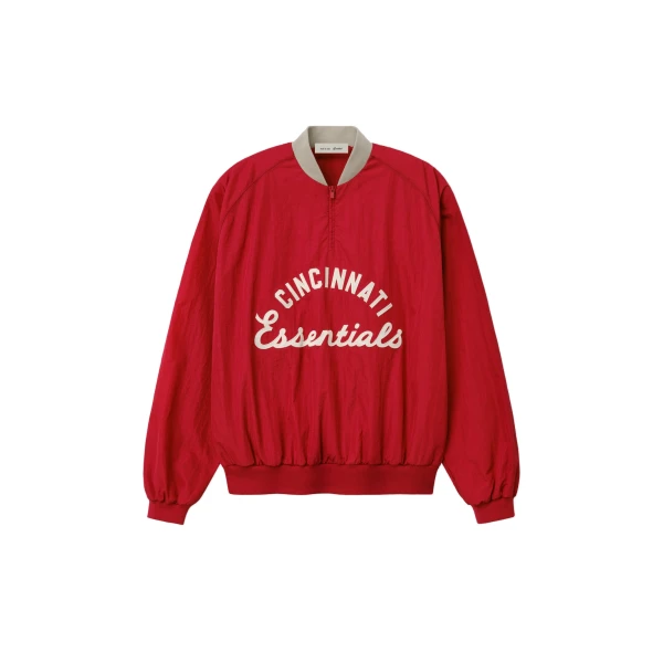 Fear of God Essentials Reds Half Zip Pullover in Stone Red and Seal Rib | Luxury Shoes 