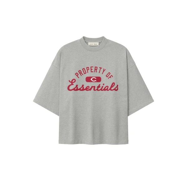 Fear of God Essentials Reds Merch Tee in Concrete Heather | Luxury Shoes 