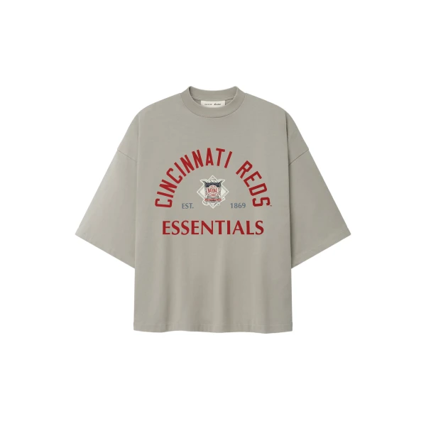 Fear of God Essentials Reds National League Merch Tee in Seal | Luxury Shoes 