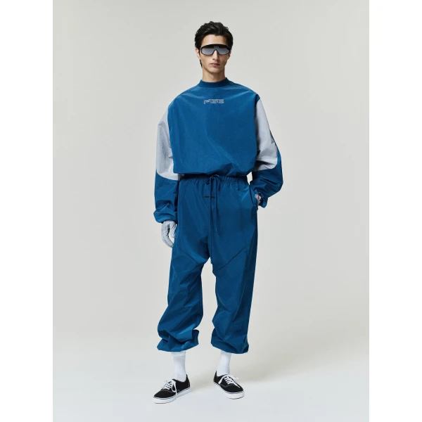 Fear of God Essentials Ripstop Modern Mockneck Pullover in Night Sea | Sweatshirts | Luxury Shoes 