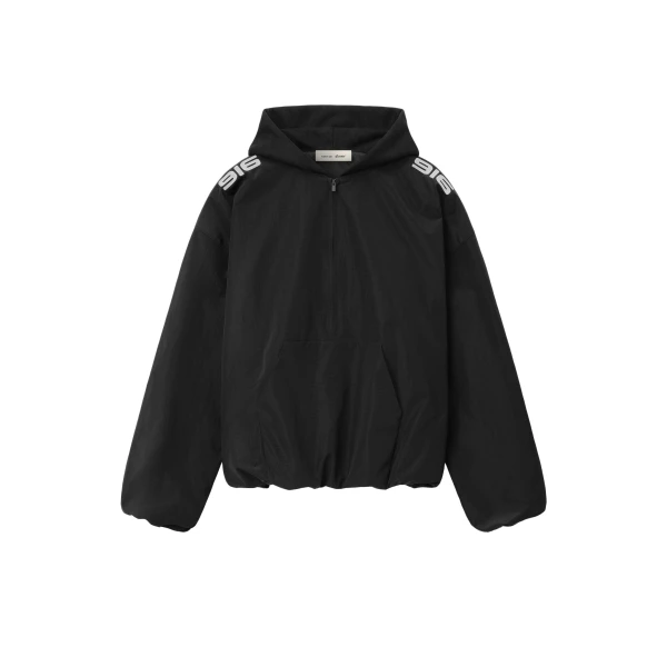 Essentials Ripstop Moto Half Zip Jacket in Black