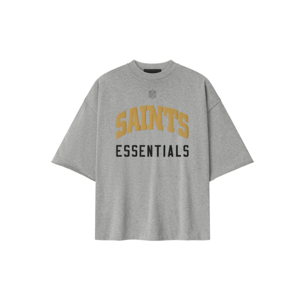 Fear of God Essentials Saints 90s 3/4 Sleeve Football Tee in Concrete Heather | Luxury Shoes 