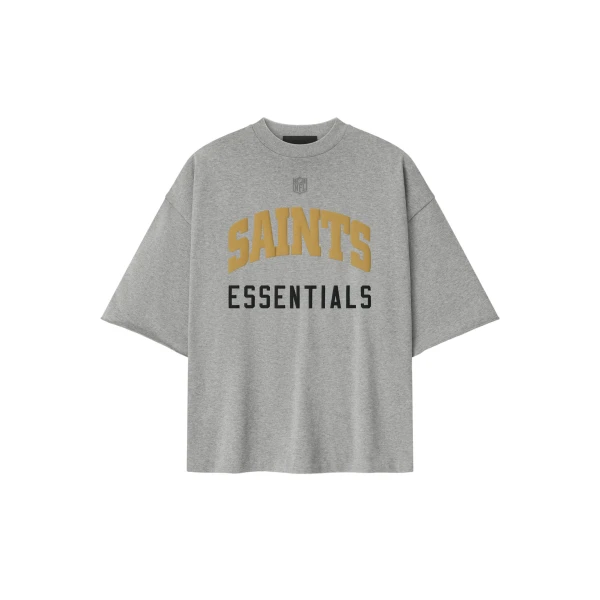 Fear of God Essentials Saints 90s 3/4 Sleeve Football Tee in Concrete Heather | Luxury Shoes 
