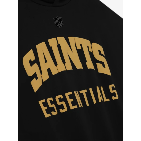 Fear of God Essentials Saints Sport Hoodie in Black and Concrete Heather | Sweatshirts | Luxury Shoes 