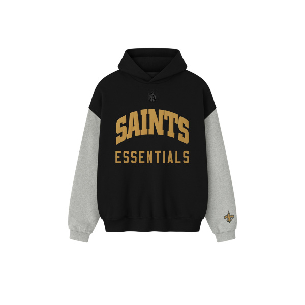 Fear of God Essentials Saints Sport Hoodie in Black and Concrete Heather | Luxury Shoes 
