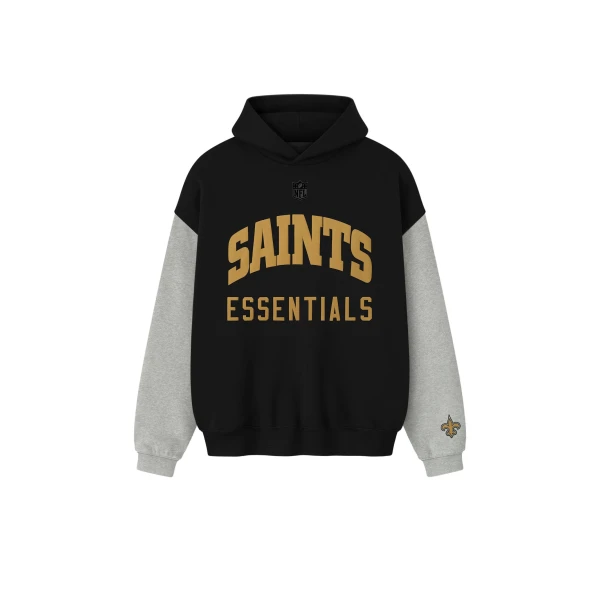 Fear of God Essentials Saints Sport Hoodie in Black and Concrete Heather | Luxury Shoes 