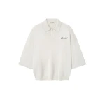 Fear of God Essentials Signature 3/4 Sleeve 90s Knit Polo in Oatmeal Heather | Luxury Shoes 