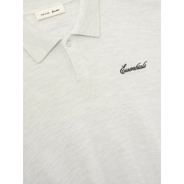 Fear of God Essentials Signature 3/4 Sleeve 90s Knit Polo in Oatmeal Heather | Men Knitwear | Luxury Shoes 