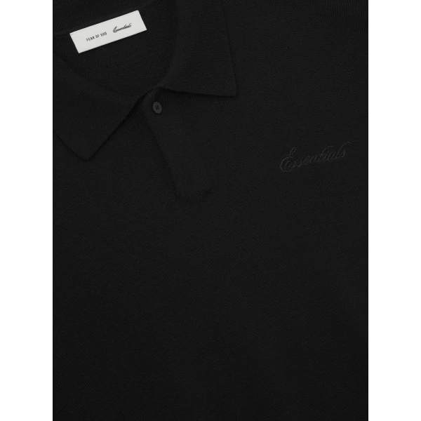Fear of God Essentials Signature 3/4 Sleeve 90s Knit Polo in Vintage Black | Men Knitwear | Luxury Shoes 