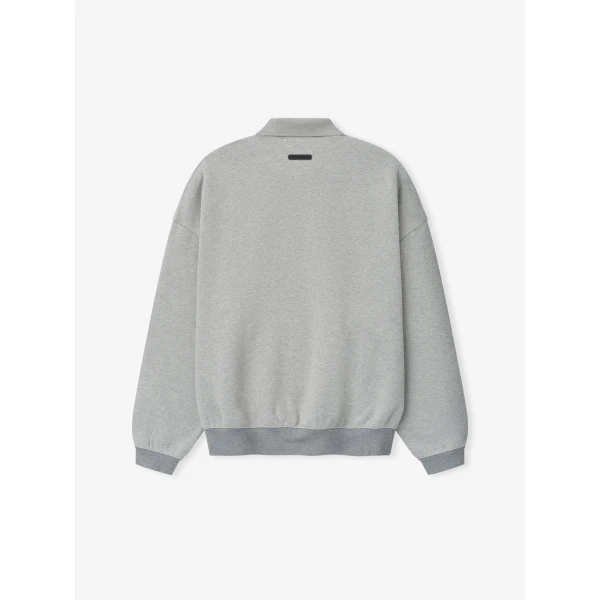 Fear of God Essentials Signature 90s Polo Sweatshirt in Concrete Heather | Sweatshirts | Luxury Shoes 