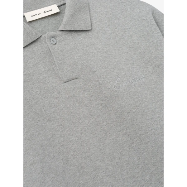 Fear of God Essentials Signature 90s Polo Sweatshirt in Concrete Heather | Sweatshirts | Luxury Shoes 
