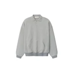 Fear of God Essentials Signature 90s Polo Sweatshirt in Concrete Heather | Luxury Shoes 