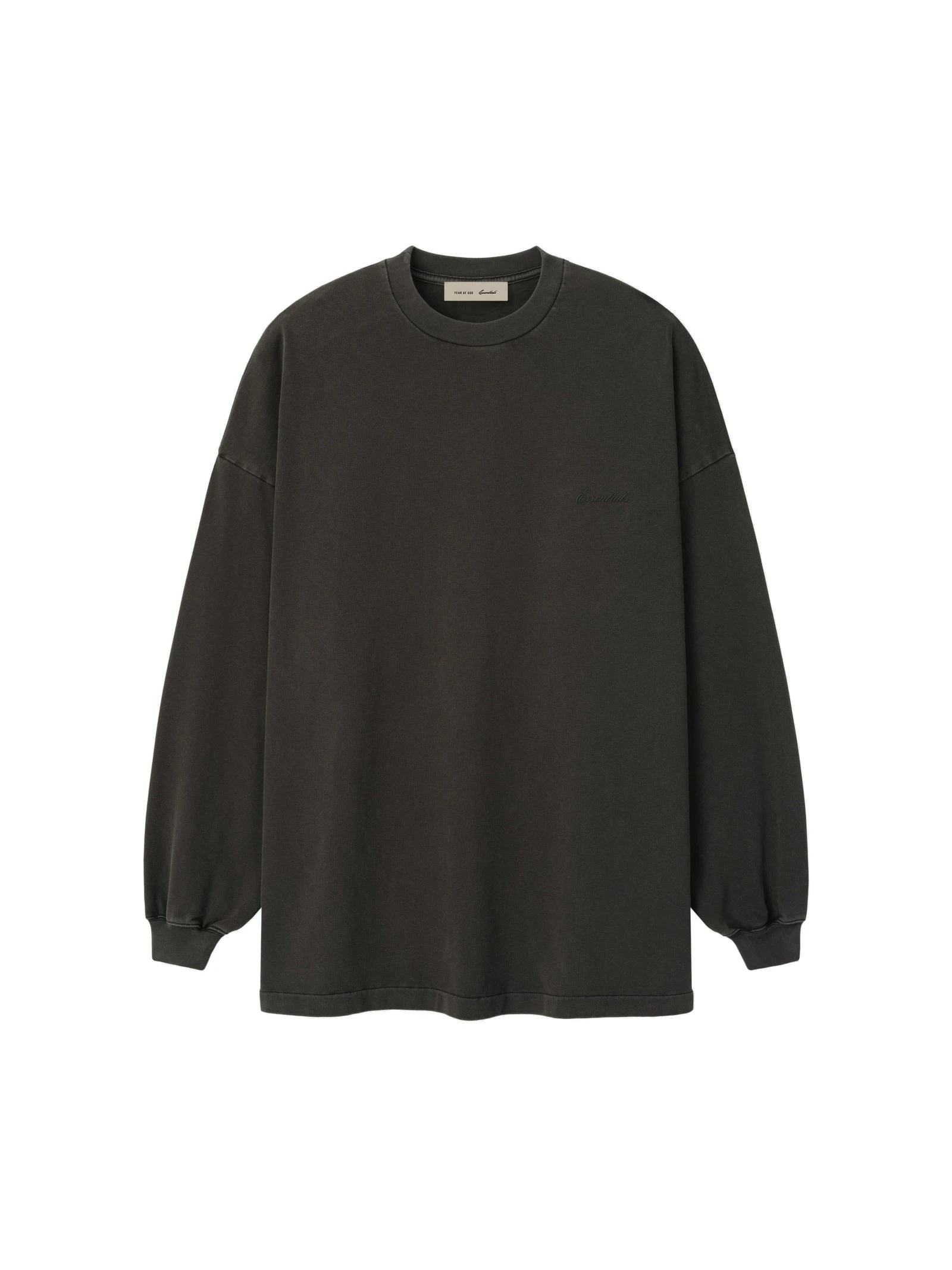 Fear of God Essentials Signature 90s Relaxed Long Sleeve Tee in Washed Ink Black Fear of God Essentials Signature 90s Relaxed Long Sleeve Tee in Washed Ink Black | Luxury Shoes