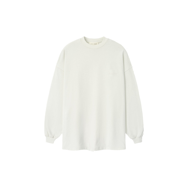Fear of God Essentials Signature 90s Relaxed Long Sleeve Tee in Washed Ivory | Luxury Shoes 