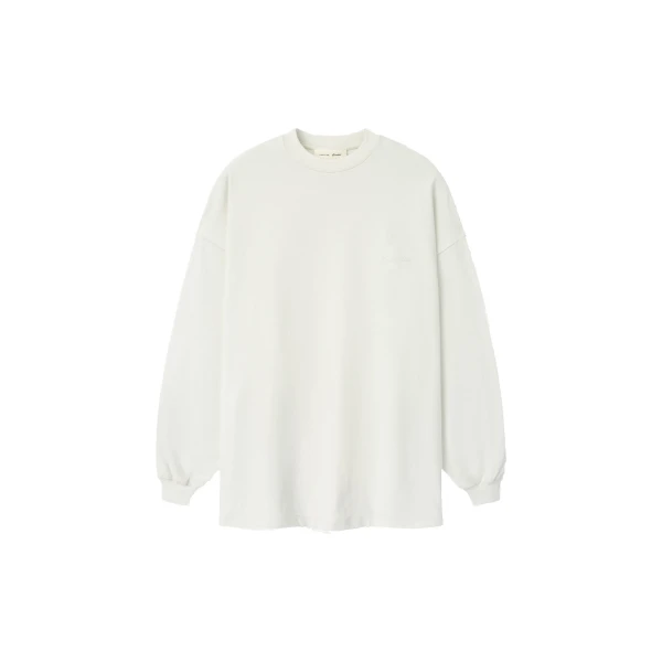 Fear of God Essentials Signature 90s Relaxed Long Sleeve Tee in Washed Ivory | Luxury Shoes 