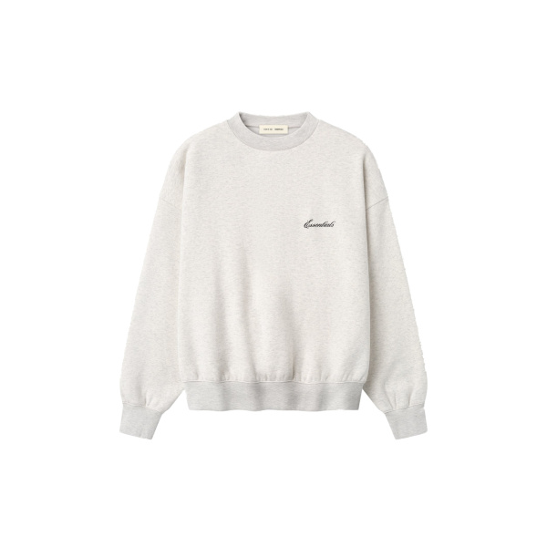 Fear of God Essentials Signature Classic Crewneck Sweatshirt in Oatmeal Heather | Luxury Shoes 